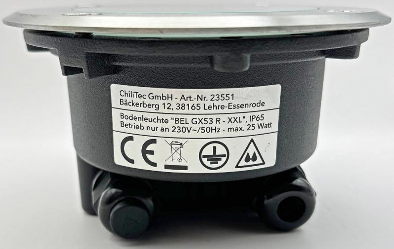 ChiliTec Bodenleuchte "BEL GX53 XXL " Rund ØxT 14x7cm, IP65, Extra breiter Rahmen