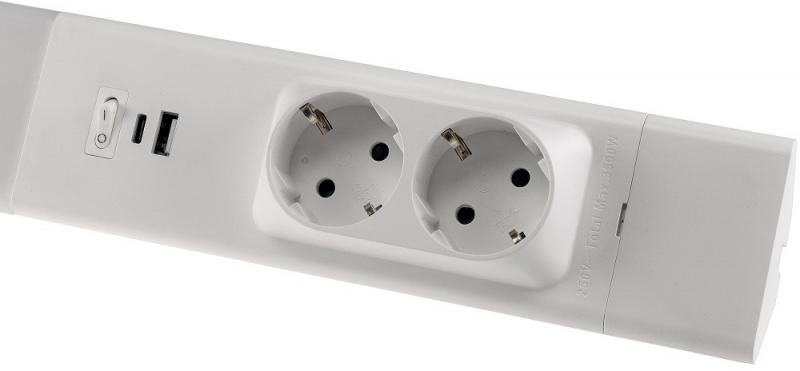60cm ChiliTec LED Unterbauleuchte "Arusha", weiß USB A+C PD, Licht neutralweiß