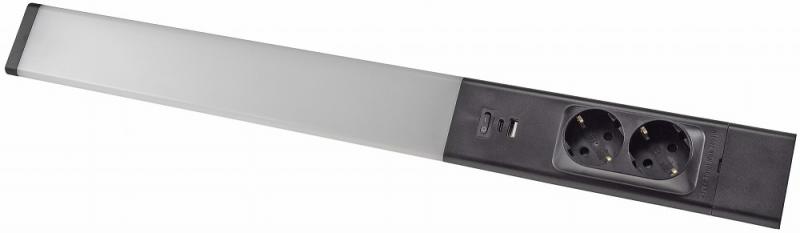 60cm ChiliTec LED Unterbauleuchte "Arusha" schwarz USB A+C PD, Licht warmweiß