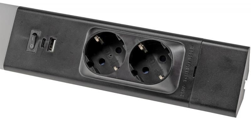 60cm ChiliTec LED Unterbauleuchte "Arusha" schwarz USB A+C PD, Licht warmweiß