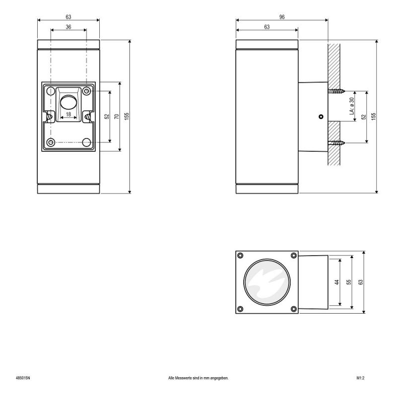 EVN 2-flammige up&down Außenwandleuchte grau IP54