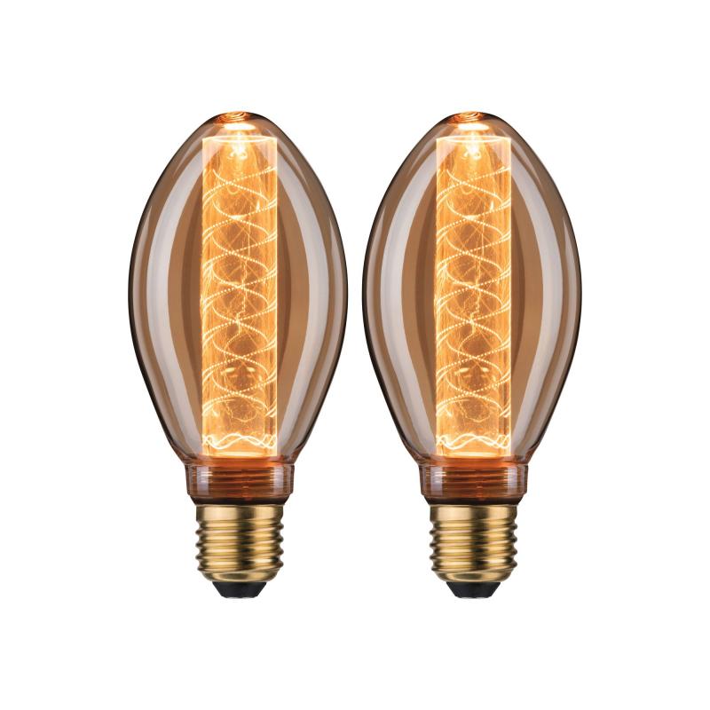 Paulmann 5072 Bundle 2xLED Lampen Inner Glow spiral 4W wie 25W E27 gold 1800K extra warmweißes Licht