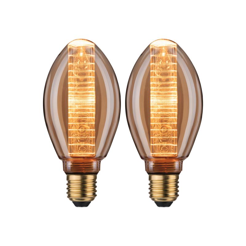 2er-Set E27 Paulmann Glamour-Look Lampen Inner Glow Ring 4W wie 25W bernstein-goldfarben extra warmes Licht