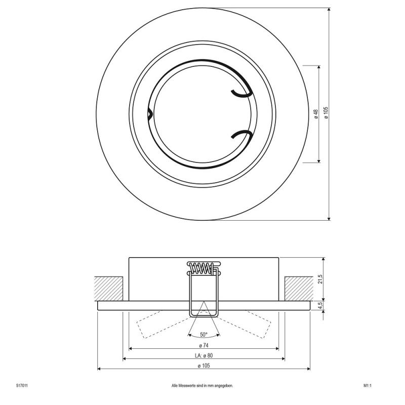 EVN Decken-Einbaustrahler für GU5.3 Leuchtmittel rund schwenkbar chrom IP20 12V EinbauØ80