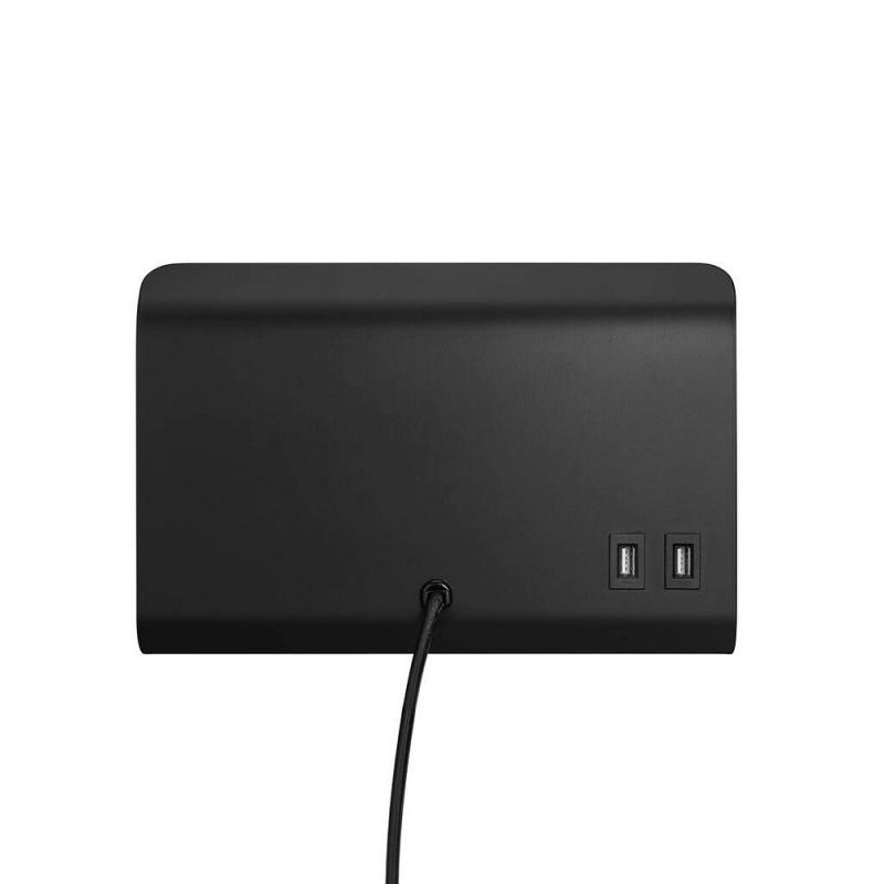 Nordlux USB Roomi Wandleuchte in Schwarz mit Magazinfach