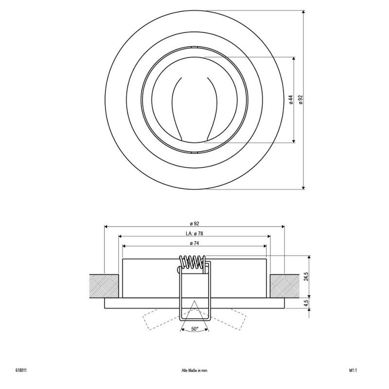 EVN Decken-Einbaustrahler für GU5.3 Leuchtmittel rund schwenkbar chrom IP20 12V EinbauØ78