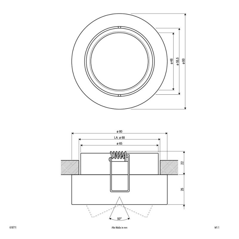 EVN Decken-Einbaustrahler für GU5.3 Leuchtmittel rund schwenkbar chrom IP20 GX5.3 12V EinbauØ68