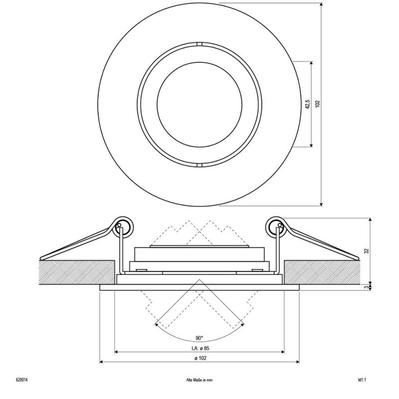 EVN Schwenkbarer DECKEN-EINBAUSTRAHLER FÜR GU5.3 LEUCHTMITTEL rund alu IP20 12V EinbauØ85