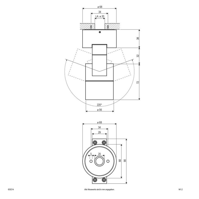 EVN Deckenstrahler Industriedesign schwenkbar für GU10 Leuchtmittel rund IP54