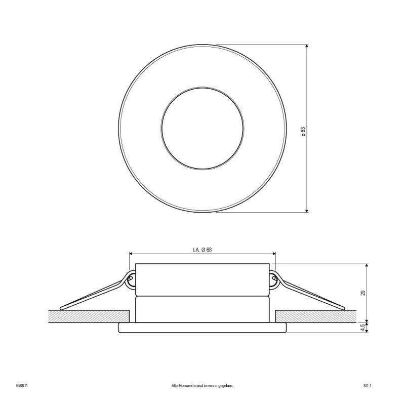 EVN Decken-Einbaustrahler für GU5.3 Leuchtmittel rund chrom IP65 12V EinbauØ68