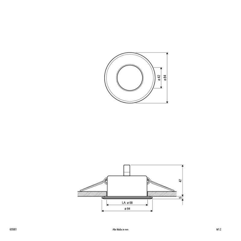 EVN Decken-Einbaustrahler für Niedervolt GU5.3 Leuchtmittel rund weiß IP65 12V EinbauØ68