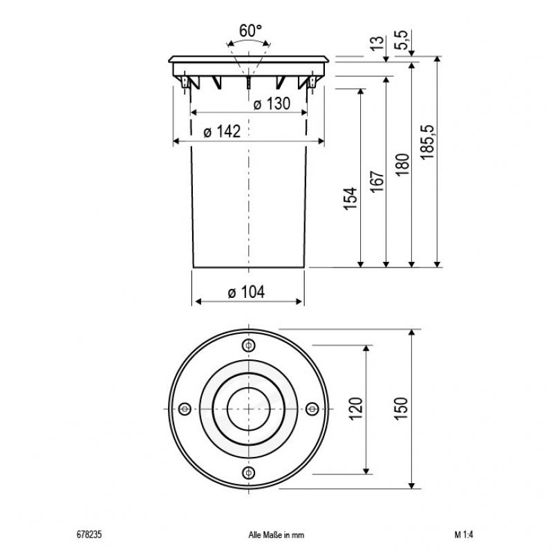 EVN Bodeneinbau Leuchte rund schwenkbar EDS IP67 GU10  EinbauØ143