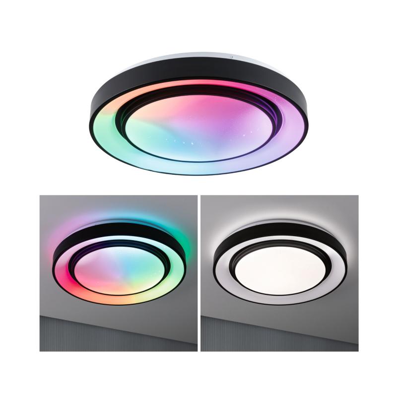 Paulmann 70545 LED Deckenleuchte Rainbow mit Regenbogeneffekt 38,5W dimmbar Schwarz/Weiß