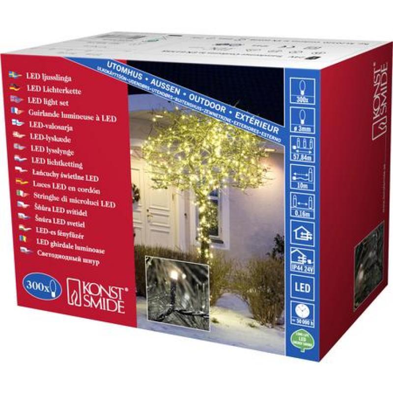 Weihnachts - warm LED Lichterkette Außentrafo Dioden, 300 Micro 3616-110 Konstsmide Ambiente 24V weiße