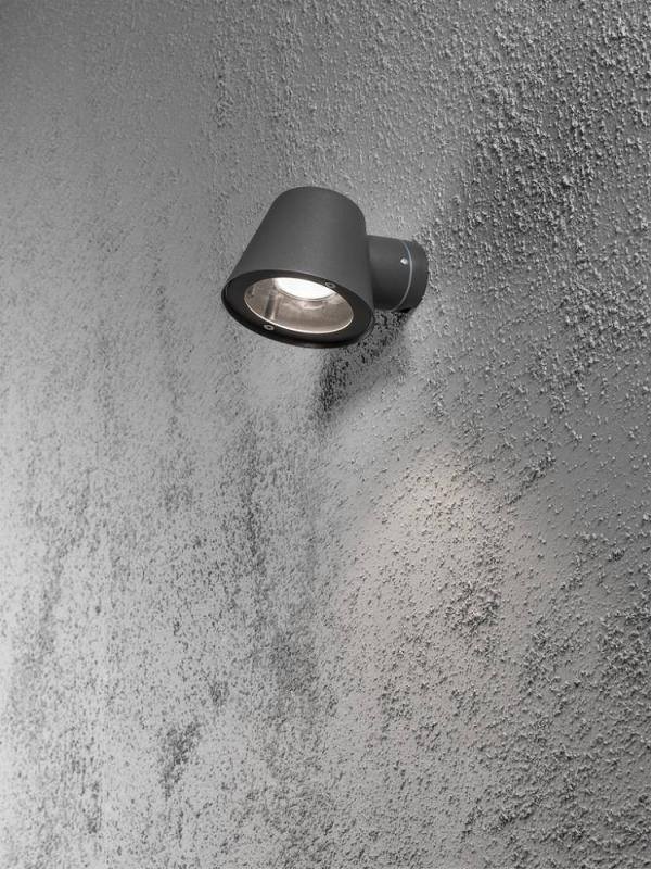 Konstsmide 7523-370 Trieste Wandleuchte schwarz lackiertes Aluminium, klares Acrylglas, Reflektor