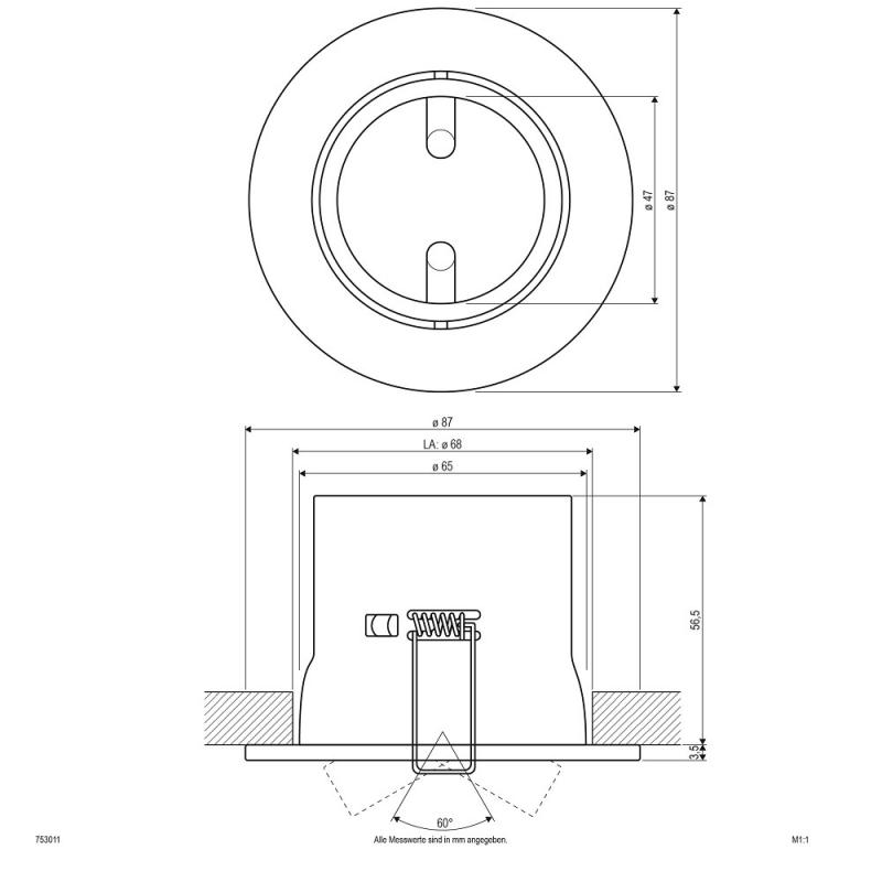 EVN Decken-Einbaustrahler für GU5.3 Leuchtmittel rund schwenkbar chrom IP20 GX5.3 12V EinbauØ68