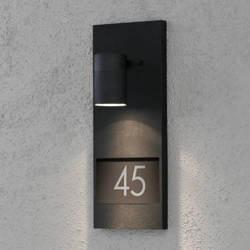 Konstsmide 7655-750 Modena Wandleuchte & Hausnummernleuchte schwarz lackiertes Aluminium