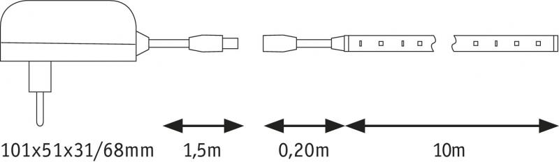 Paulmann 78974 FN SimpLED Strip Set 10m 3000K 22W 230/12V DC Weiß