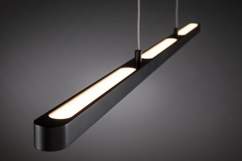 Moderne Lento LED Pendelleuchte dimmbar Schwarz Aluminium Paulmann 79693