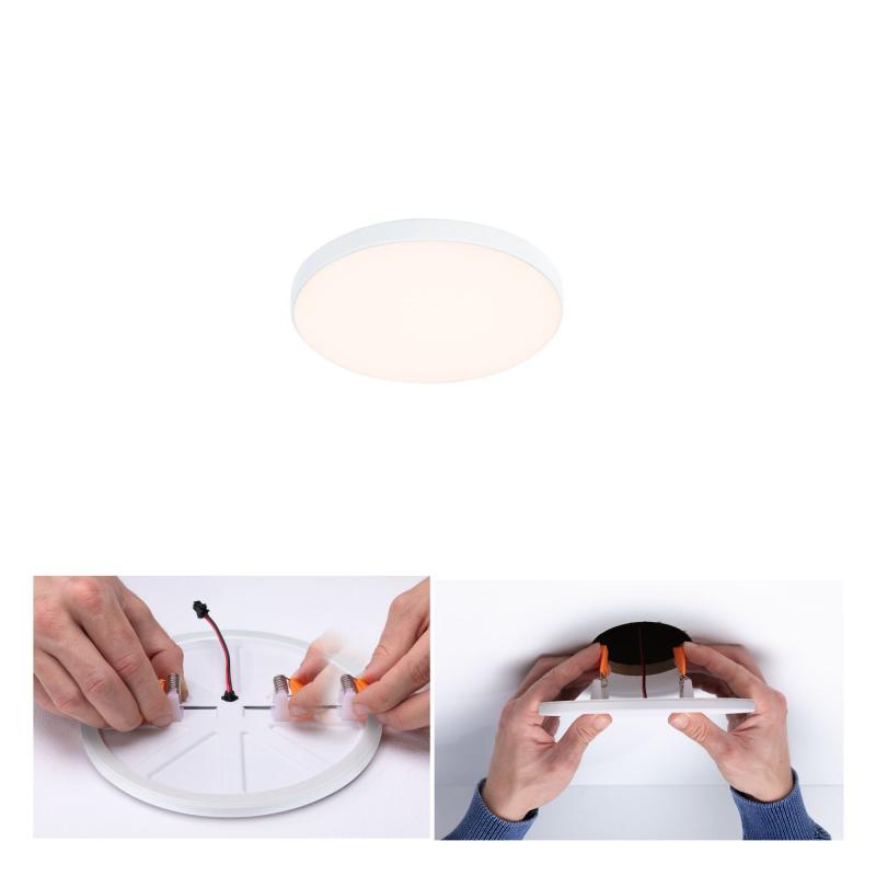 Paulmann 79938 VariFit LED Einbaupanel Veluna Edge schlicht Spritzwasser geschützt rund 90mm warmweiß Weiß