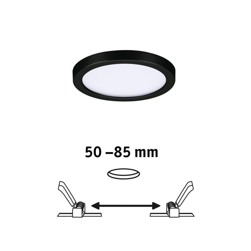 Paulmann 79960 VariFit LED Einbaupanel Areo schlicht Spritzwasser geschützt rund 118mm warmweiß Schwarz