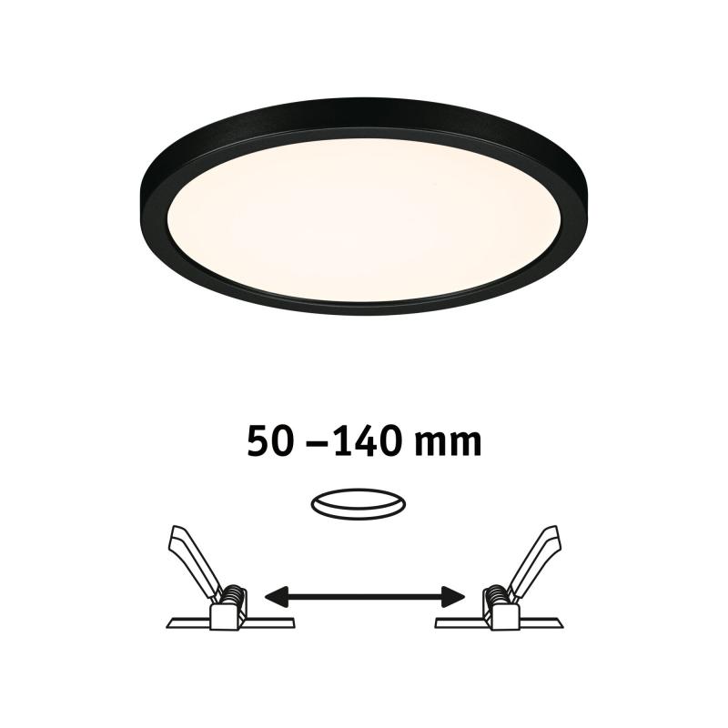 Paulmann 79961 VariFit LED Einbaupanel Areo schlicht Spritzwasser geschützt rund 175mm warmweiß Schwarz