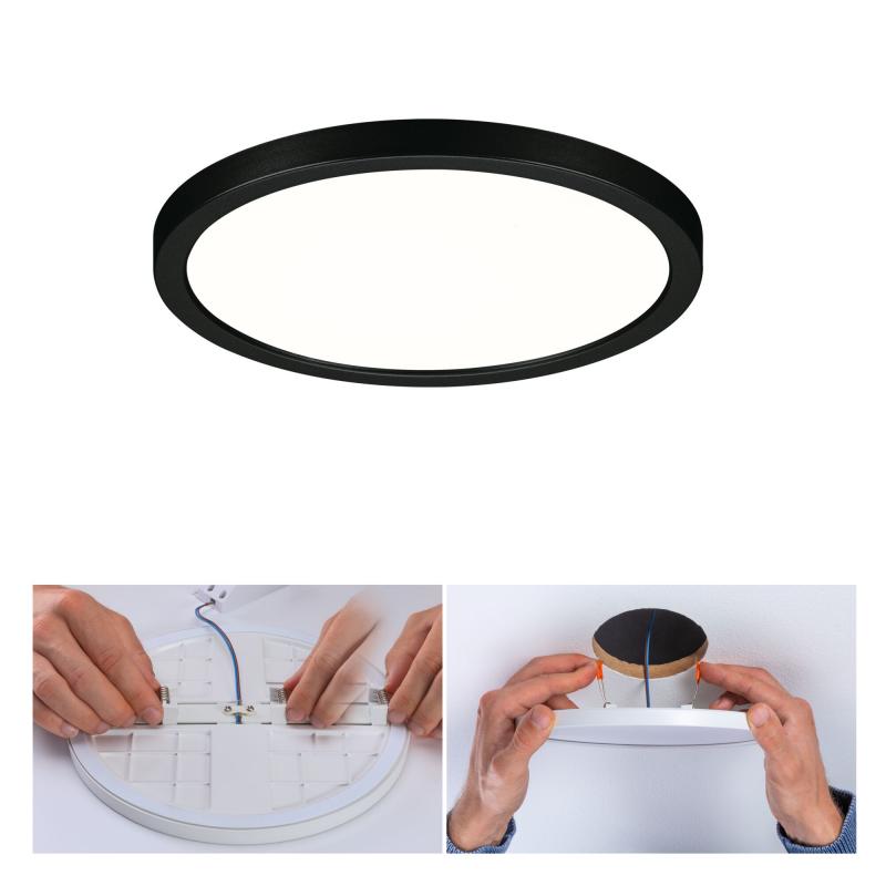 Paulmann 79963 VariFit LED Einbaupanel Areo schlicht Spritzwasser geschützt rund 175mm neutralweiß Schwarz