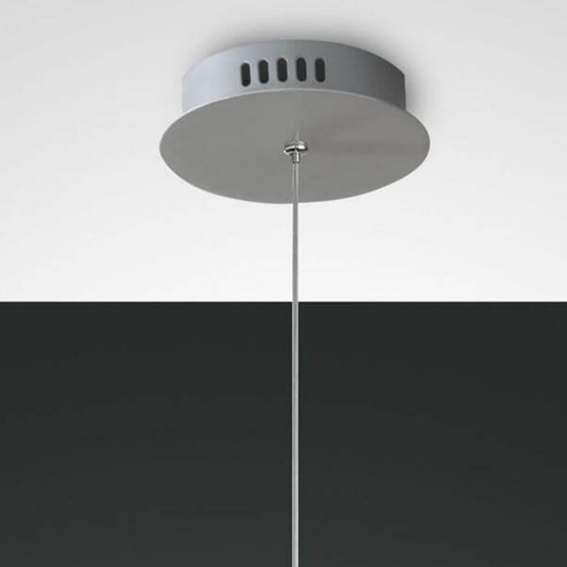 Dunk LED Pendelleuchte gebürstetes Aluminium satinierter Schirm Fabas Luce