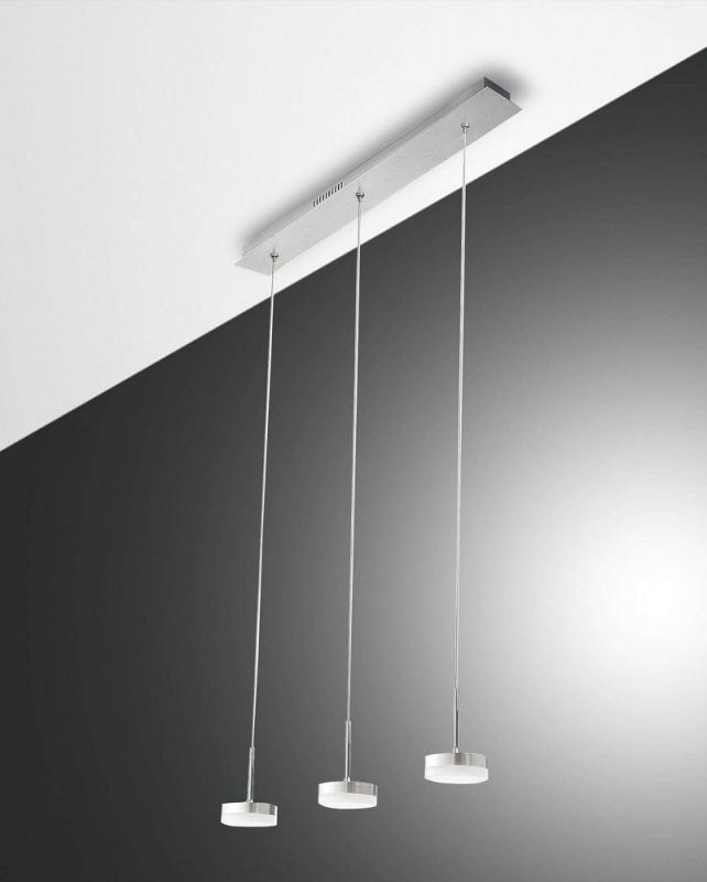 Dunk 3-flammige dimmbare LED Pendelleuchte Aluminium gebuerstet Fabas Luce