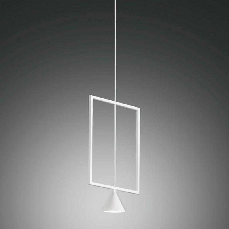 Sirio Filigrane rechteckige LED Pendelleuchte in Weiss von Fabas Luce