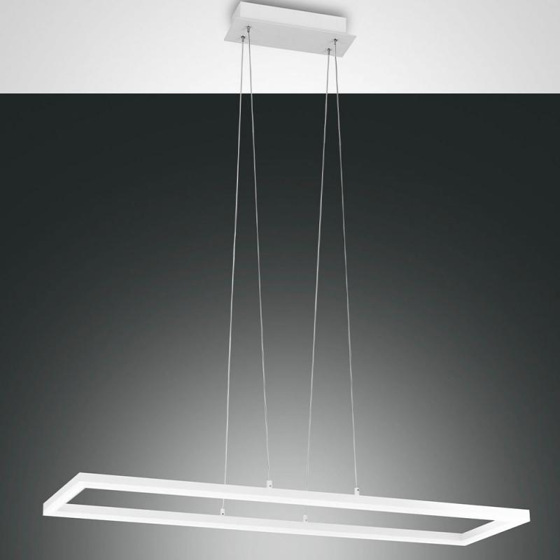 Puristische weiße Bard LED-Pendelleuchte rechteckiges Design dimmbar Fabas Luce