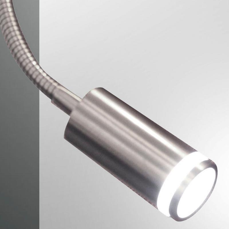 Portici Flexible LED Nachttisch Wandlampe und Lesespot aus Nickel satiniert von Fabas Luce