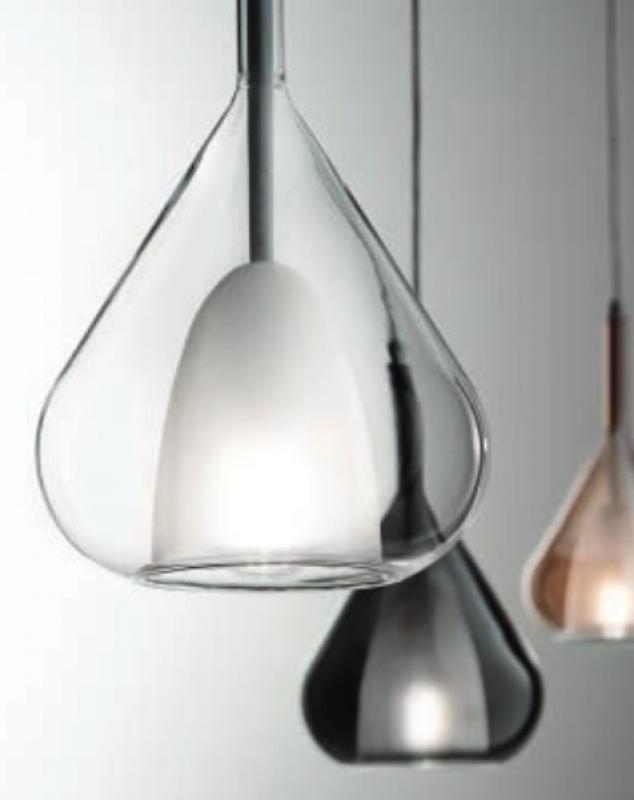 Mediterrane Pendelleuchte LILA aus Borsilicatglas grau transparent von Fabas Luce