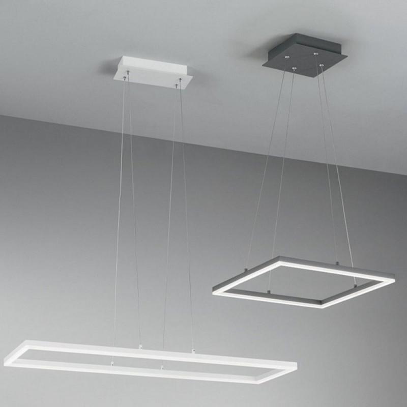 Quadratische Bard LED Pendelleuchte LED in Anthrazit 42x42cm Fabas Luce