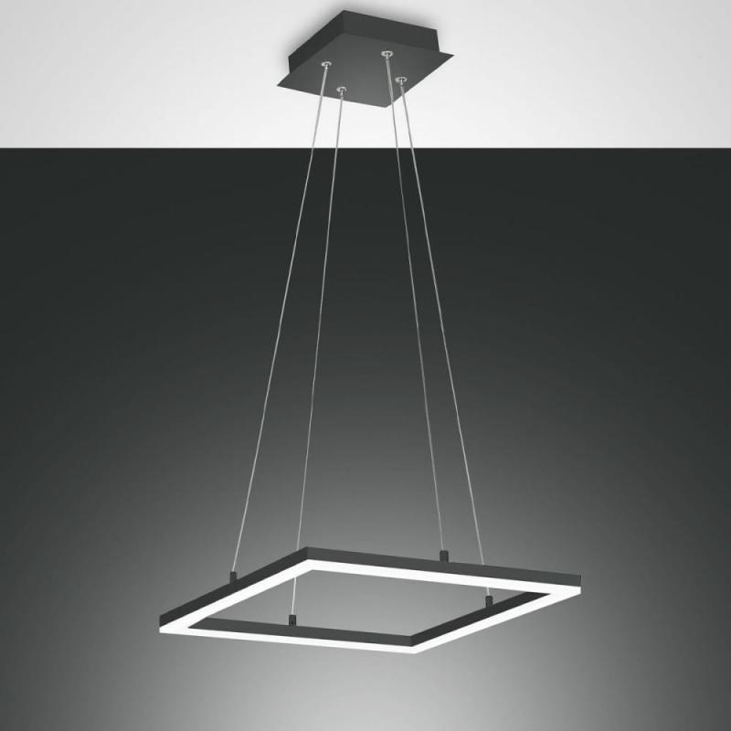 Quadratische Bard LED Pendelleuchte LED in Anthrazit 42x42cm Fabas Luce