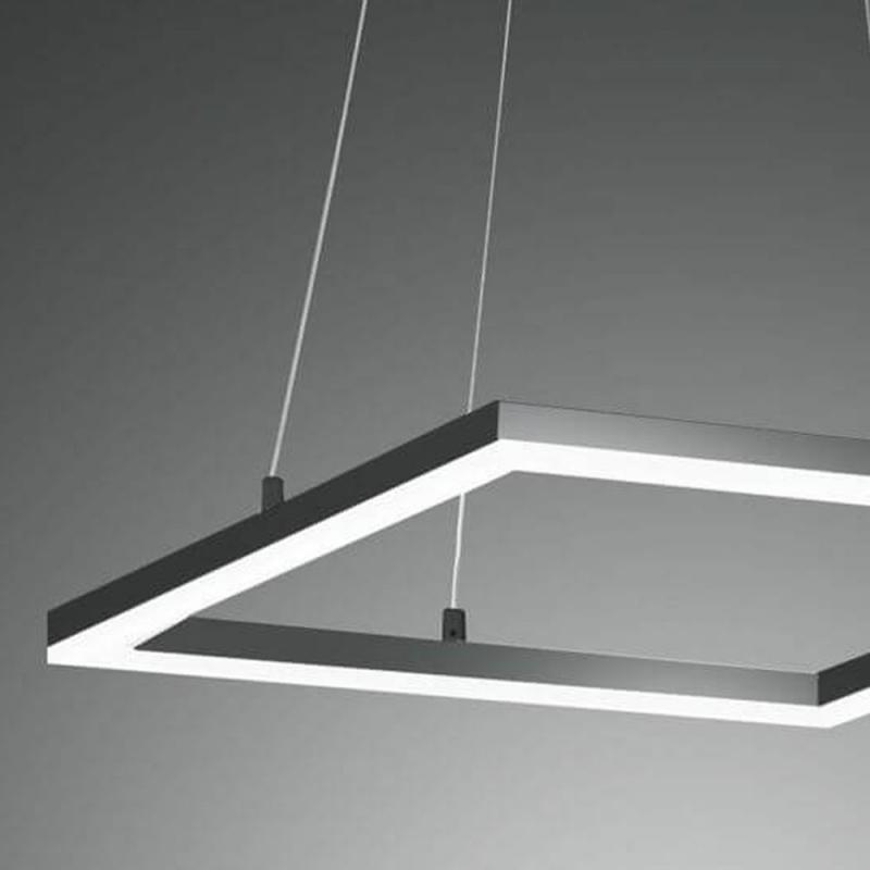 Quadratische Bard LED Pendelleuchte LED in Anthrazit 42x42cm Fabas Luce