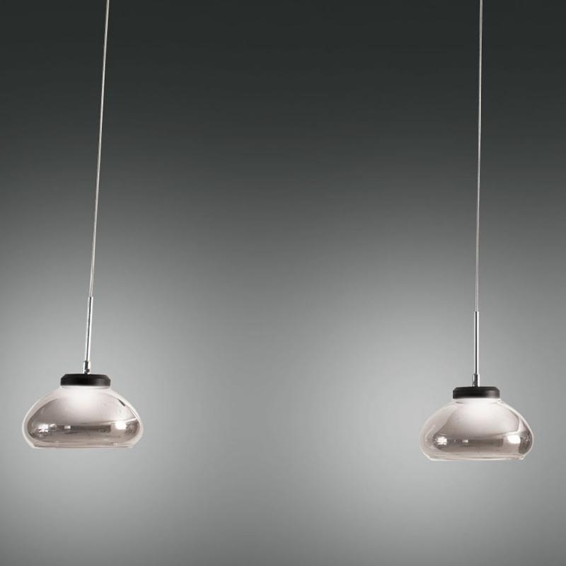 Arabella Pendelleuchte LED Grau transparent Glas Fabas Luce