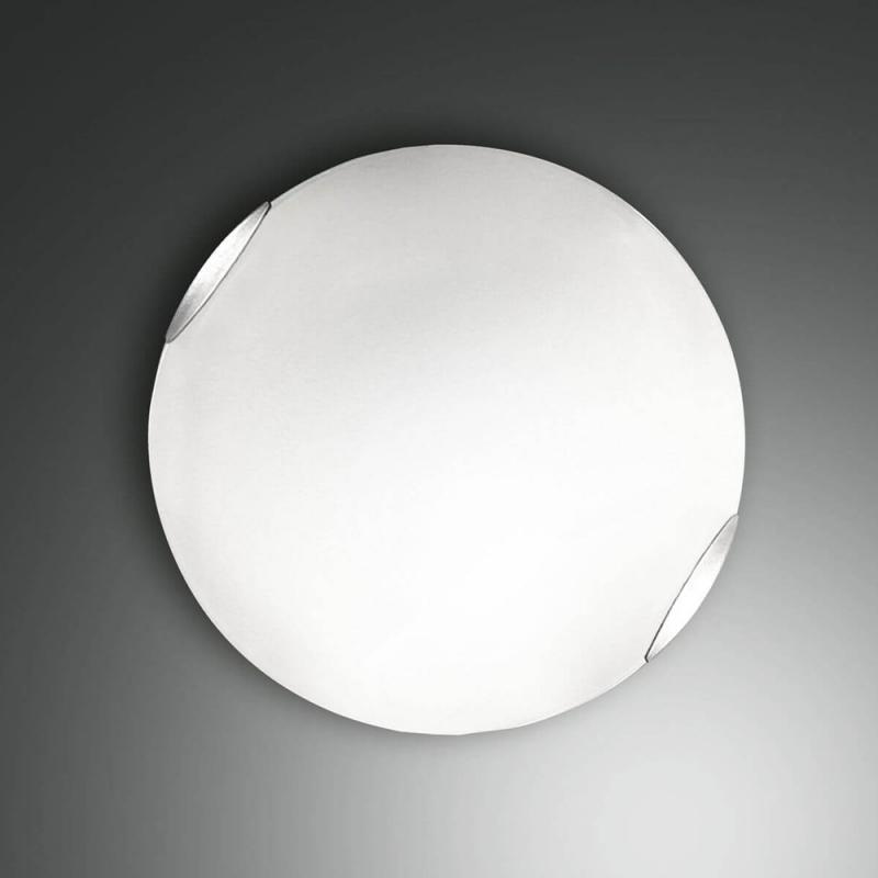 Kleine Fox LED-Glasdeckenleuchte im klassischen Design Satiniertes Weiss Ø30cm von Fabas Luce