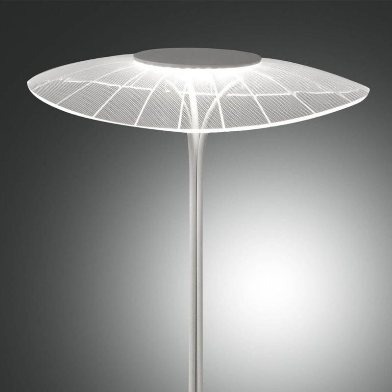 Vela Tischleuchte mit sanft geschungenem ovalen Acrylschirm dimmbar in Weiß von Fabas Luce