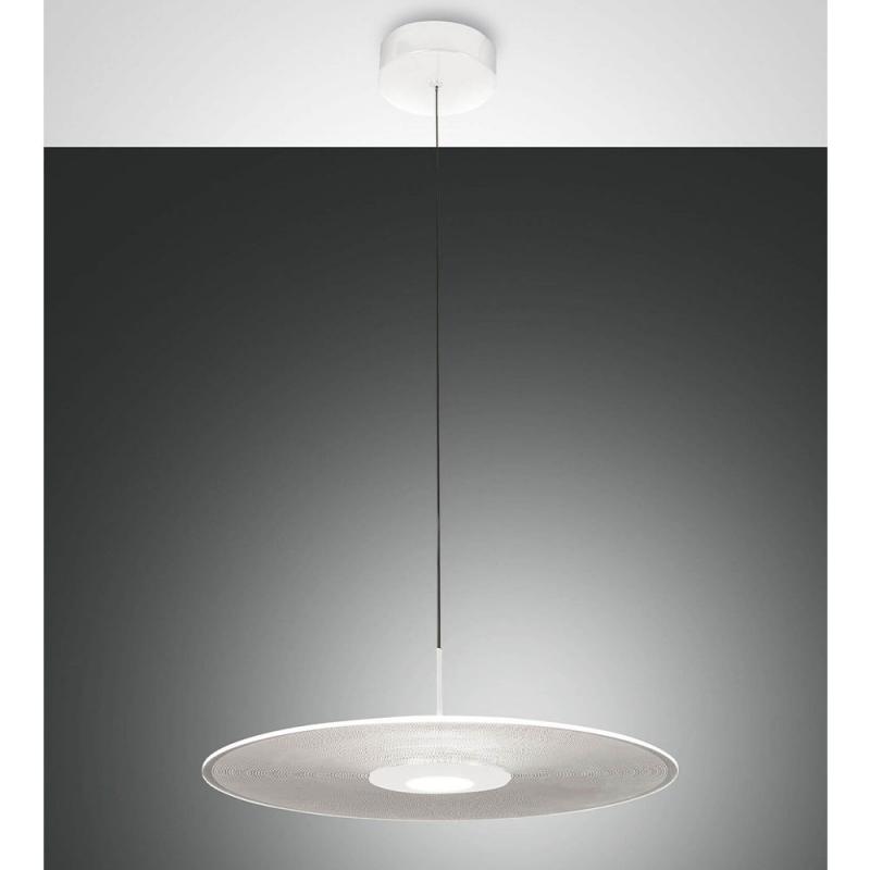 Anemone LED Pendelleuchte in Weiß mit sanft runden flachen Acrylschirm von Fabas Luce