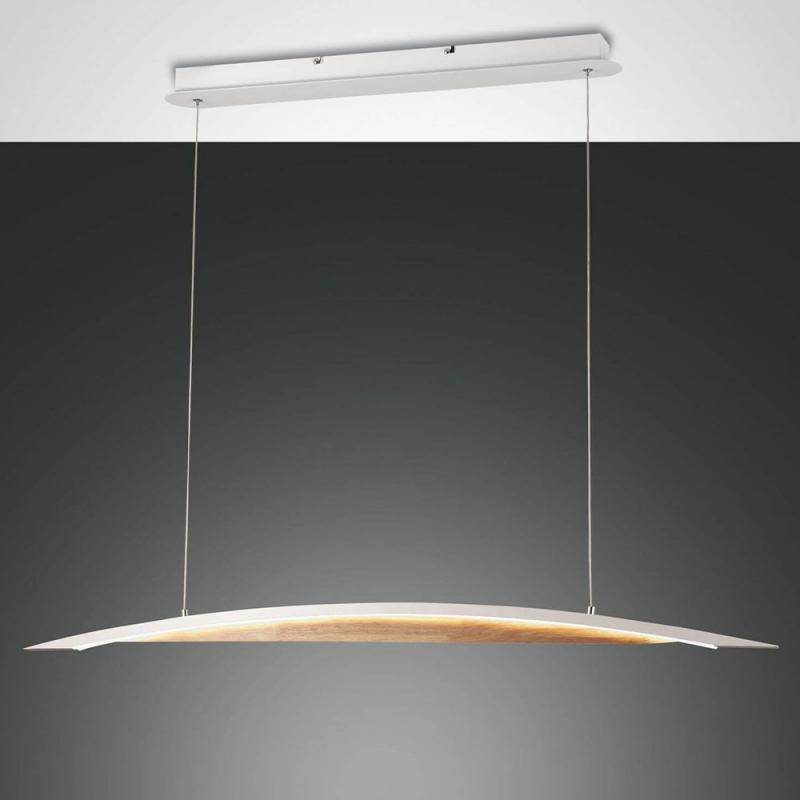 Cordoba LED Pendelleuchte aus Holz & Metall dimmbar in Weiß 110cm von Fabas Luce