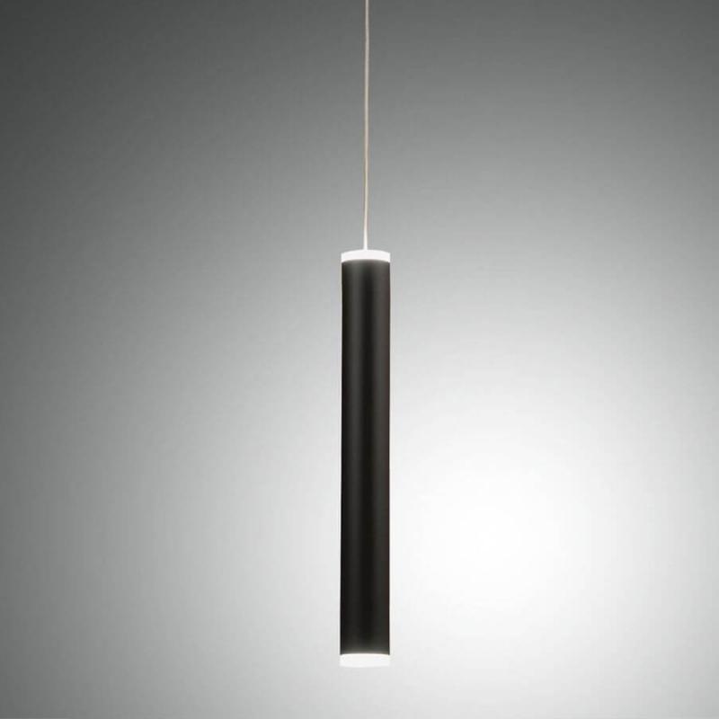 Prado 5-flammige LED Pendelleuchte im Röhrenstil mit Ober- und Unterlicht in Schwarz dimmbar von Fabas Luce