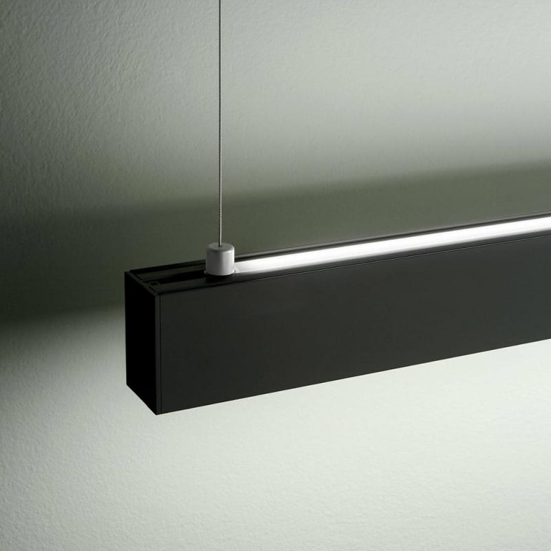 Balkenförmige Next LED Pendelleuchte mit Dimmer in Schwarz 112cm mit Ober- & Unterlicht von Fabas Luce