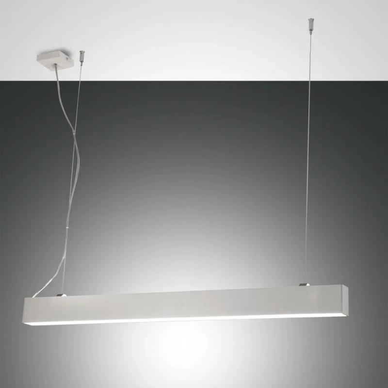Balkenförmige Next LED Pendelleuchte mit Dimmer in Weiß 112cm mit Ober- & Unterlicht von Fabas Luce