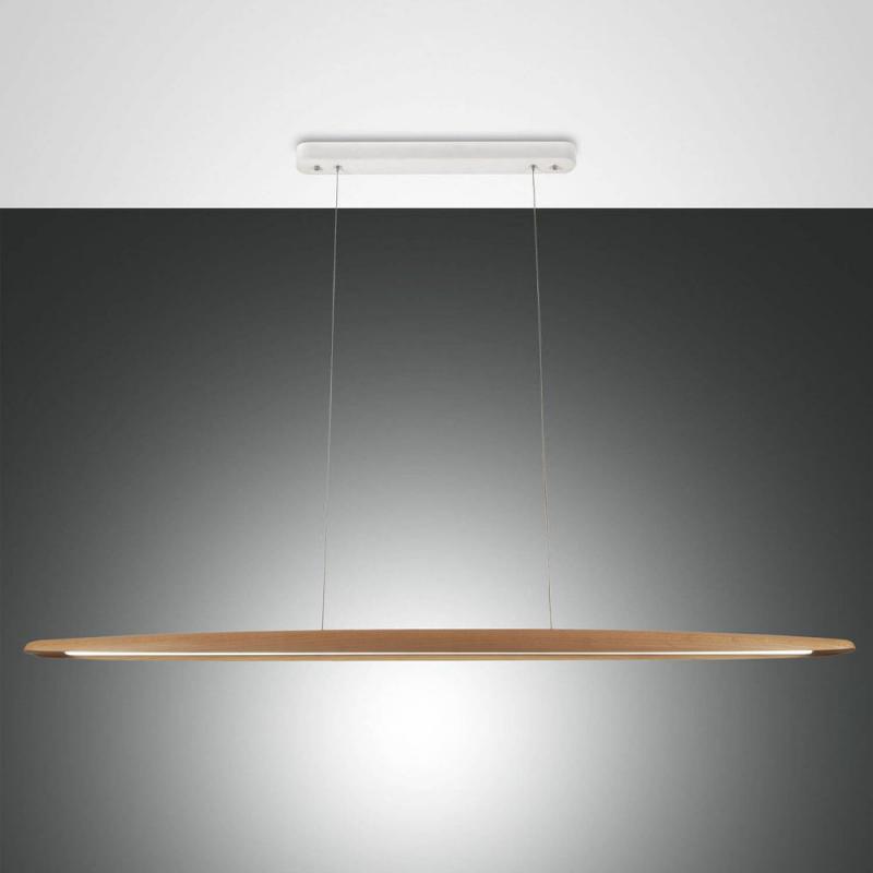 130cm Ribot Eichen Holz LED Pendelleuchte dimmbar von Fabas Luce