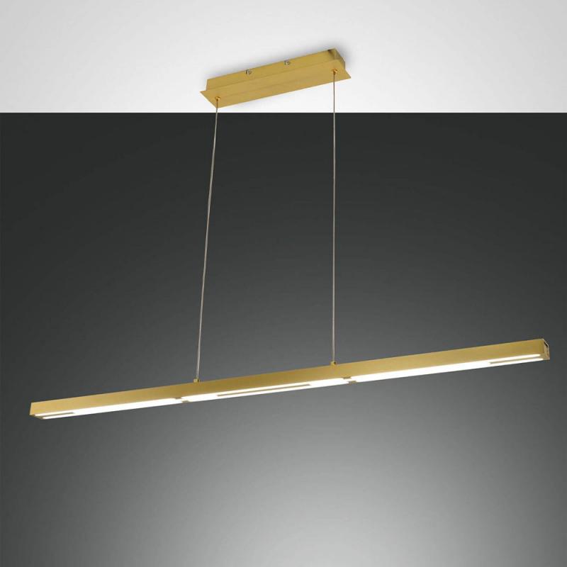 Ling LED-Pendelleuchte im Vierkantrohrdesign dimmbar in Messing 110cm up&down Licht von Fabas Luce