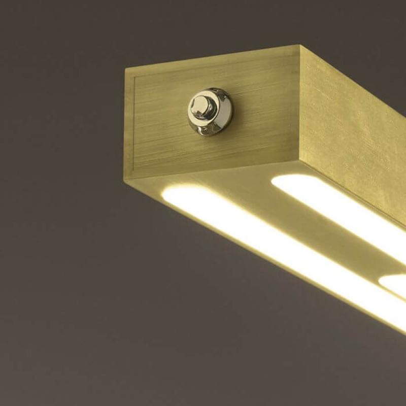Ling LED-Pendelleuchte im Vierkantrohrdesign dimmbar in Messing 110cm up&down Licht von Fabas Luce