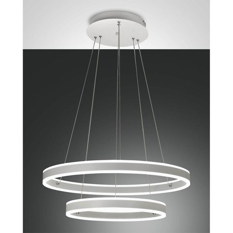 Palau LED-Pendelleuchte in Doppel-Ringform in Weiß up&downlight dimmbar Ø40+60cm von Fabas Luce