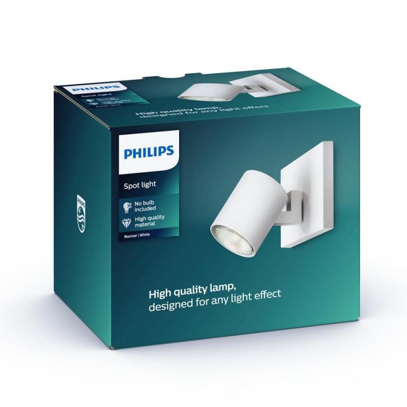 Philips myLiving Runner Dimmbarer Wand- und Deckenstrahler in Weiß mit schwenkbarem Kopf Aluminium
