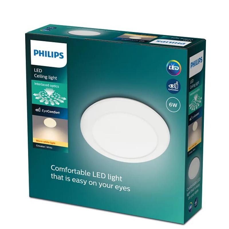 Runde weiße Philips myLiving LED Deckenleuchte Cinnabar warmweißes Licht